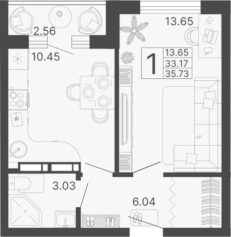 Продается 1-комн. квартира, 33.17 м²