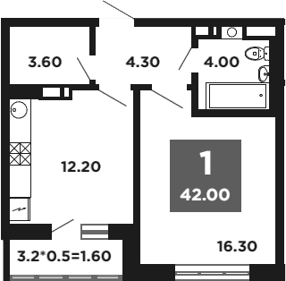 Продается 1-комн. квартира, 40.4 м²