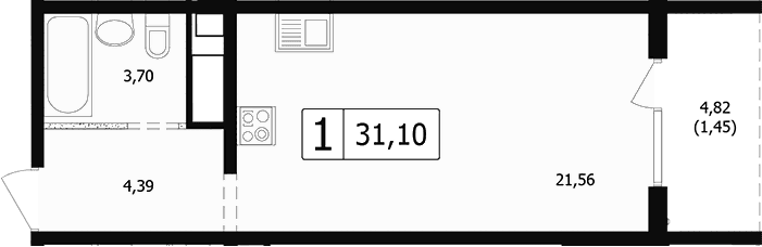 Продается 1-комн. квартира, 28.15 м²