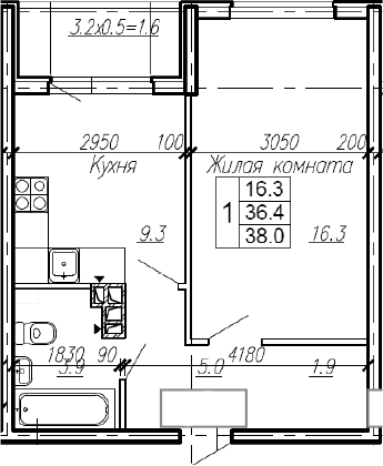 Продается 1-комн. квартира, 36.4 м²