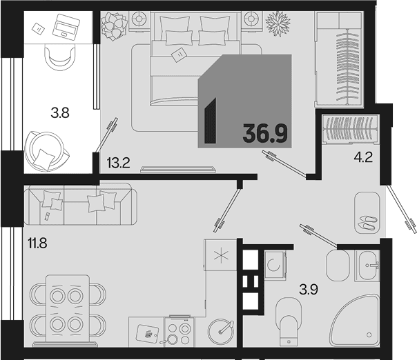 Продается 1-комн. квартира, 33.1 м²