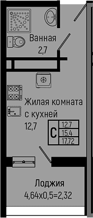 Продается 1-комн. квартира, 15.4 м²