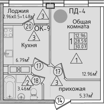 Продается 1-комн. квартира, 30.42 м²