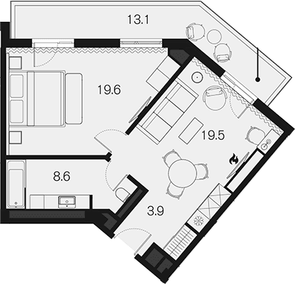 Продается 1-комн. квартира, 51.6 м²