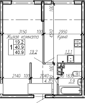 Продается 1-комн. квартира, 40.9 м²