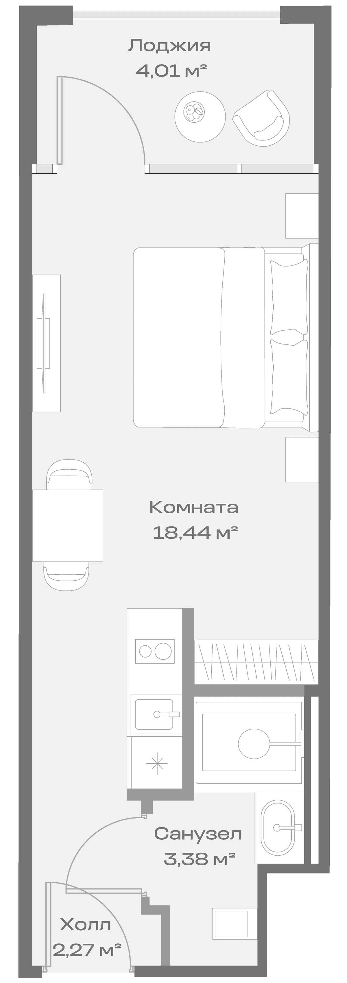 Продается 1-комн. квартира, 24.08 м²