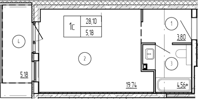 Продается 1-комн. квартира, 26.55 м²