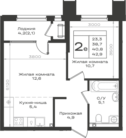 Продается 2-комн. квартира, 38.7 м²