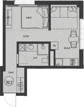 Продается 1-комн. квартира, 30.2 м²