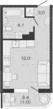 Продается 1-комн. квартира, 19.1 м²
