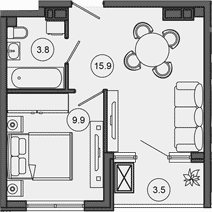 Продается 2-комн. квартира, 29.6 м²