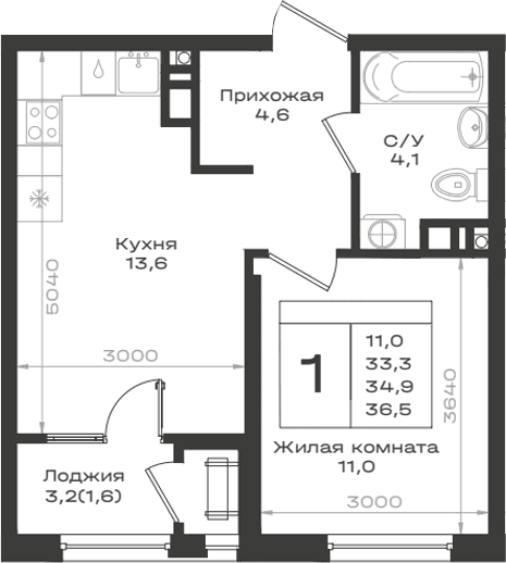 Продается 1-комн. квартира, 33.3 м²