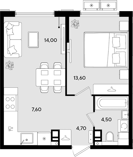 Продается 2-комн. квартира, 44.4 м²