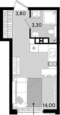 Продается 1-комн. квартира, 21.1 м²