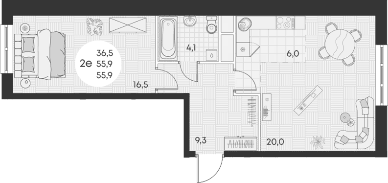Продается 2-комн. квартира, 55.9 м²