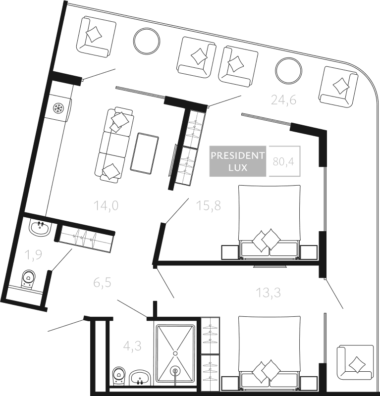 Продается 2-комн. квартира, 55.8 м²