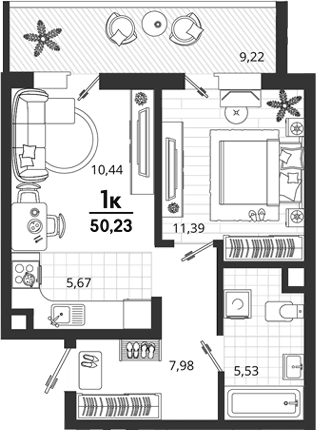 Продается 1-комн. квартира, 41.01 м²