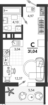 Продается 1-комн. квартира, 25.5 м²