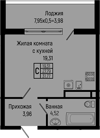 Продается 1-комн. квартира, 27.79 м²