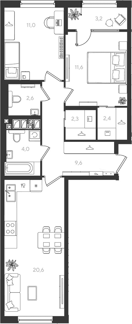 Продается 2-комн. квартира, 64.1 м²