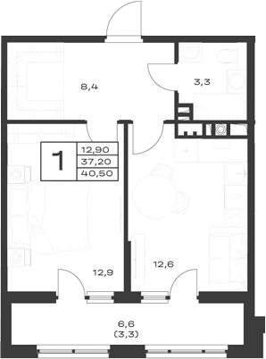 Продается 1-комн. квартира, 37.2 м²