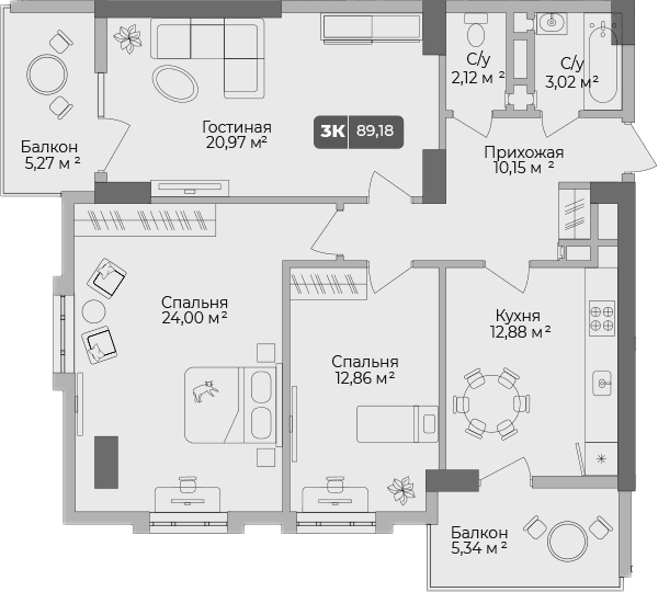 Продается 3-комн. квартира, 86 м²