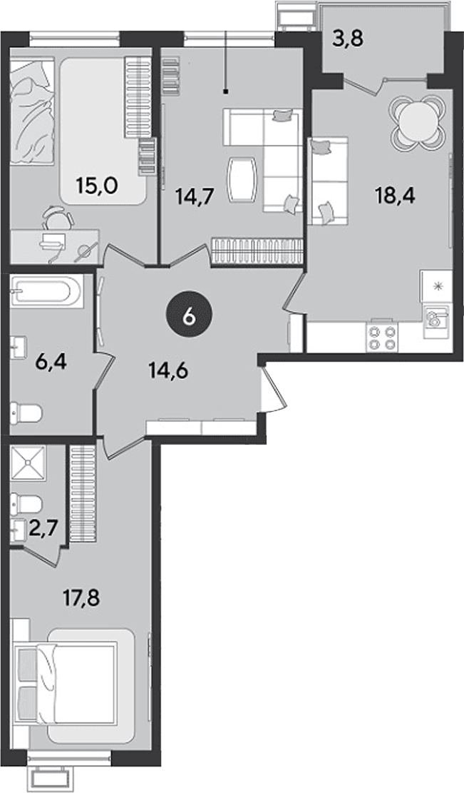 Продается 3-комн. квартира, 89.6 м²