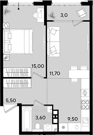 Продается 2-комн. квартира, 45.3 м²