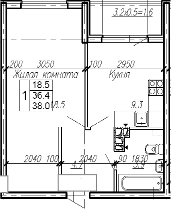 Продается 1-комн. квартира, 36.4 м²