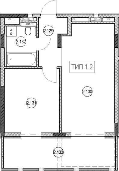 Продается 2-комн. квартира, 41.2 м²