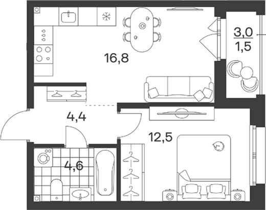 Продается 2-комн. квартира, 38.3 м²