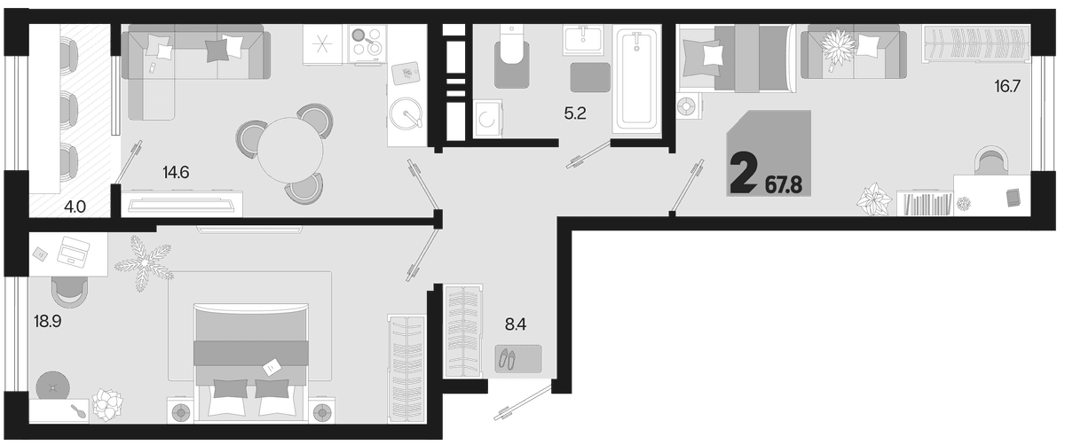 Продается 2-комн. квартира, 63.8 м²