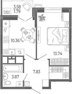 Продается 1-комн. квартира, 35.8 м²