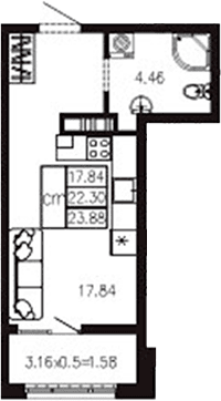 Продается 1-комн. квартира, 22.32 м²