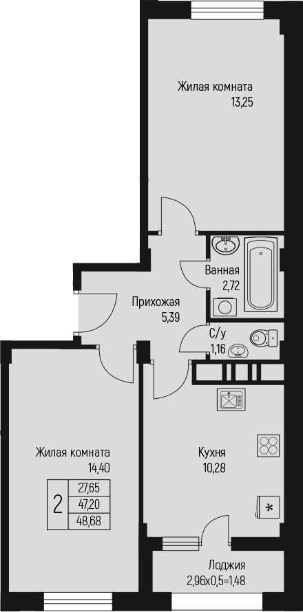 Продается 2-комн. квартира, 47.2 м²