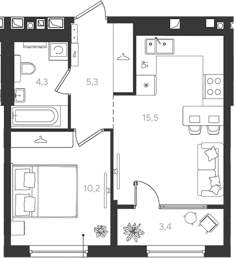 Продается 1-комн. квартира, 35.3 м²