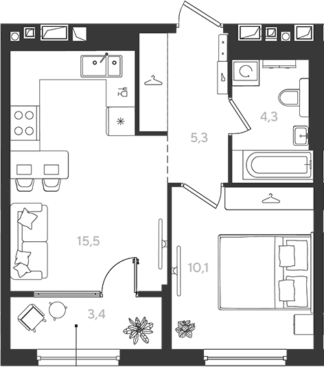 Продается 1-комн. квартира, 35.2 м²