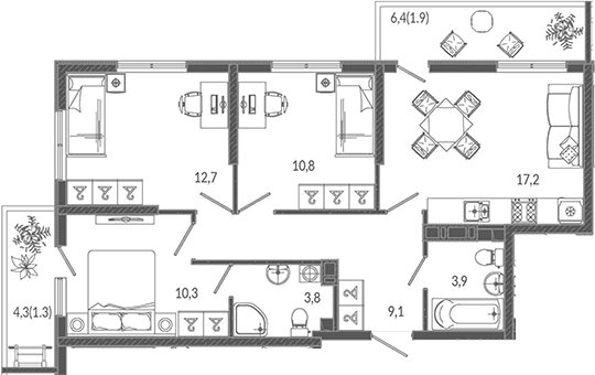 Продается 4-комн. квартира, 67.8 м²