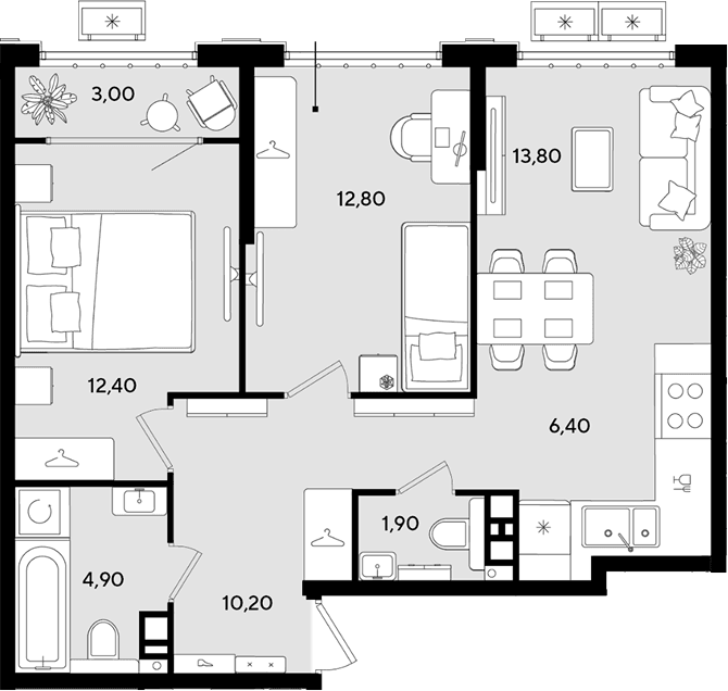 Продается 3-комн. квартира, 62.4 м²