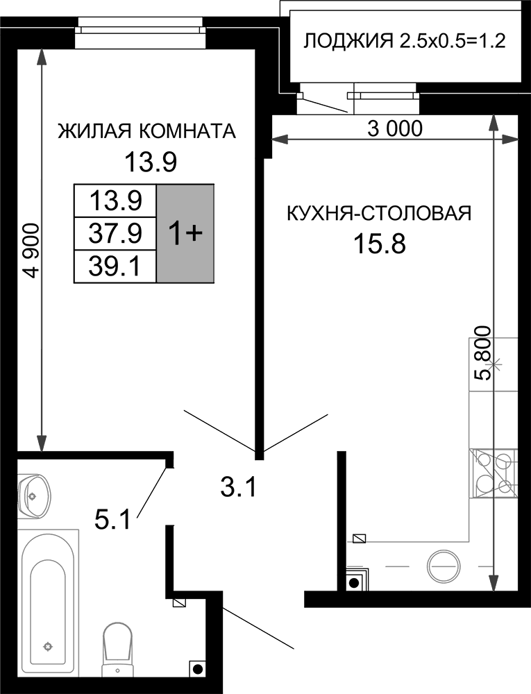 Продается 2-комн. квартира, 37.9 м²