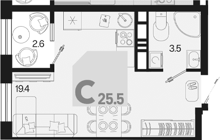 Продается 1-комн. квартира, 22.9 м²