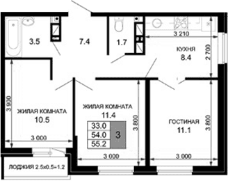 Продается 3-комн. квартира, 54 м²
