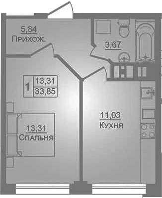 Продается 1-комн. квартира, 33.85 м²