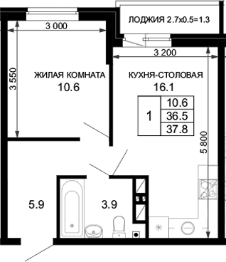 Продается 1-комн. квартира, 36.5 м²