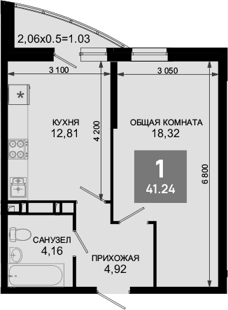 Продается 1-комн. квартира, 40.21 м²
