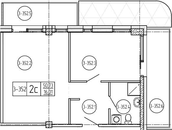 Продается 1-комн. квартира, 51.1 м²