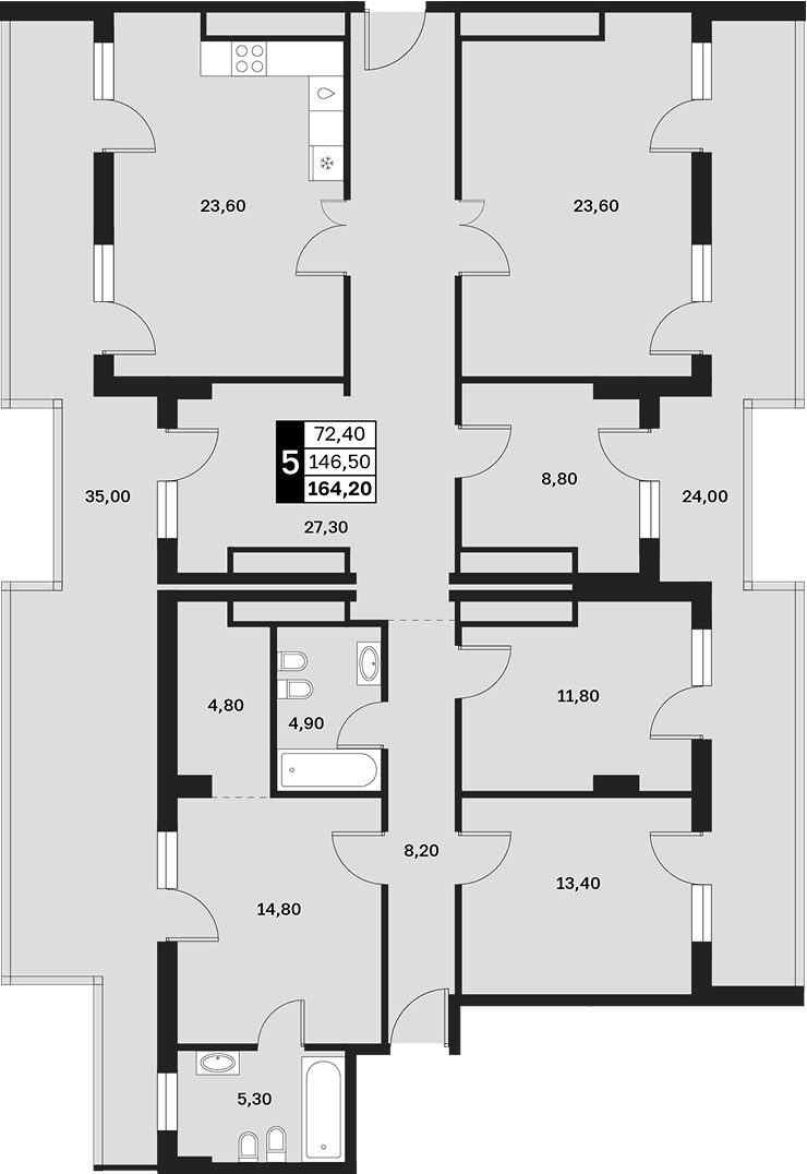 Продается 5-комн. квартира, 146.5 м²