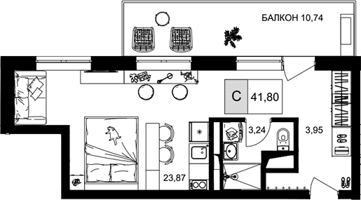Продается 1-комн. квартира, 31.06 м²