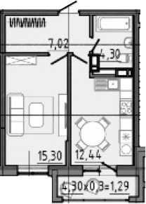 Продается 1-комн. квартира, 42.5 м²