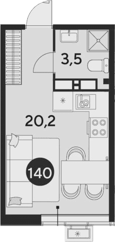 Продается 1-комн. квартира, 23.7 м²